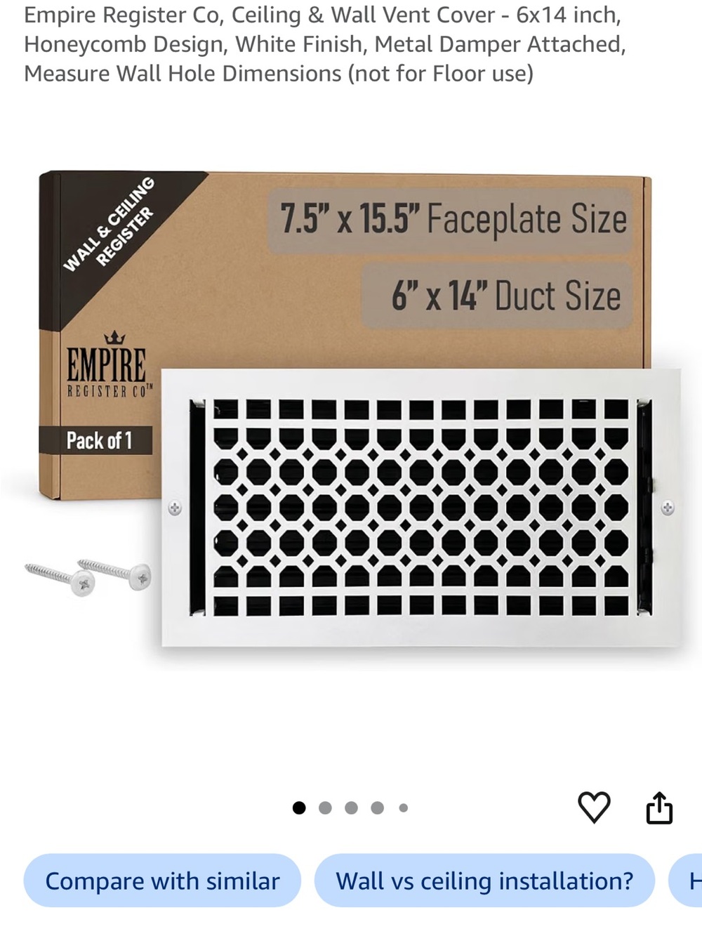 Empire Register White Honeycomb Vent Cover